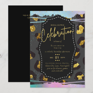 LeahG Budget Glam Chic Bridal Shower Unicorn Gold Invitation