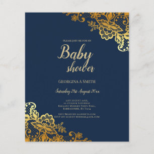 LEAHG BUDGET GOLD LACE BABY SHOWER INVITE FLYER