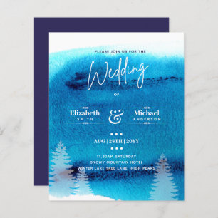 LeahG BUDGET Mountain Blue Wedding Invite