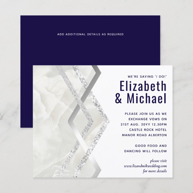 LeahG Budget Navy Silver Deco Wedding (Front/Back)