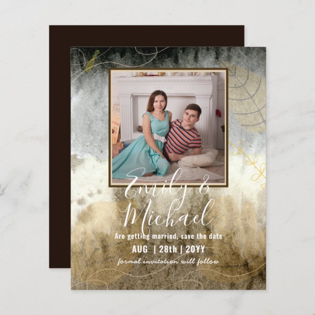 LeahG Budget PHOTO Save Date Moody Abstract Goth (Front/Back)