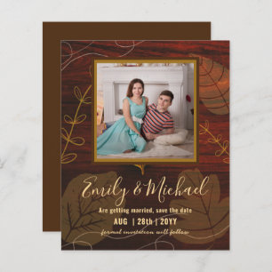 LeahG Budget PHOTO Save Date Rustic Leaves