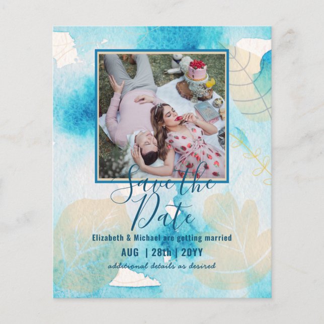 LeahG BUDGET PHOTO Save Dates Abstract Watercolors (Front)