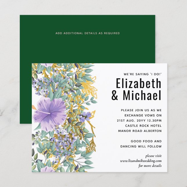 LeahG Budget Purple Floral Gold Wedding (Front/Back)