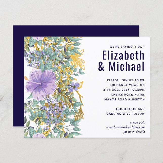LeahG Budget Purple Floral Gold Wedding (Front/Back)