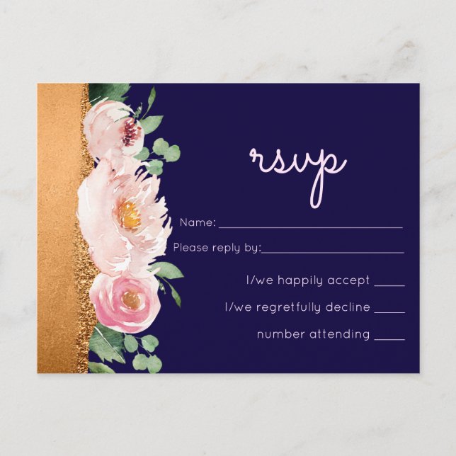 LeahG Budget Rose Gold Glam Wedding Postcard (Front)