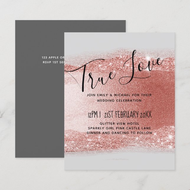 LeahG Budget Rosegold Glitter Grey Wedding (Front/Back)