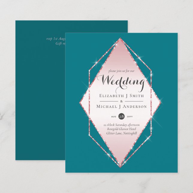 LeahG Budget Rosegold Glitter Grey Wedding (Front/Back)