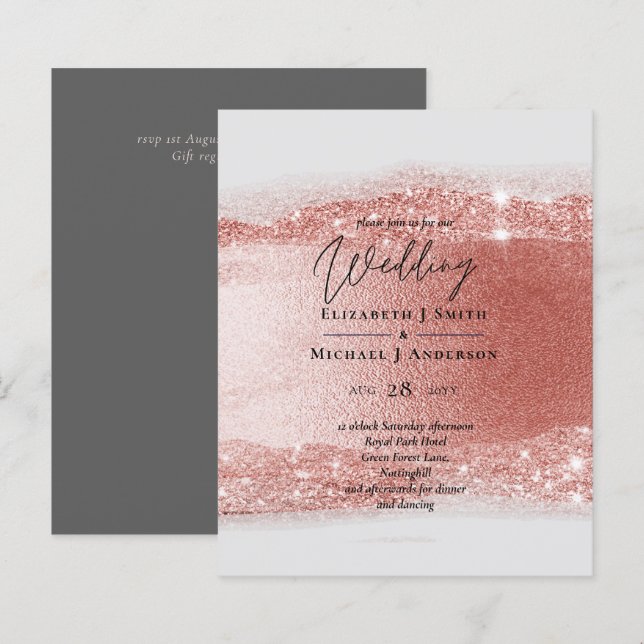 LeahG Budget Rosegold Glitter Grey Wedding (Front/Back)