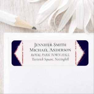 LeahG Budget Rosegold Glitter Grey Wedding Return Address Label