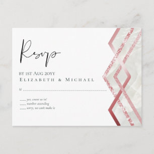 LeahG Budget Rosegold Glitter Wedding rsvp Postcard