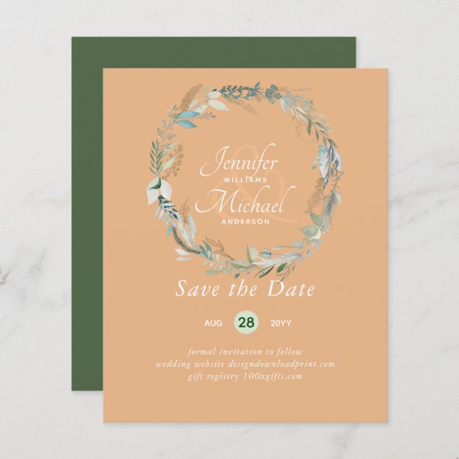 LeahG BUDGET Save Dates Lavender Wreath (Front/Back)