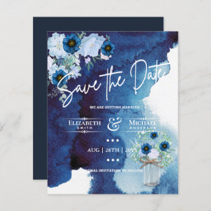 LeahG BUDGET Save The Date Dusty Blue Flower