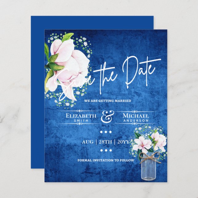 LeahG BUDGET Save The Date Pink Magnolias (Front/Back)