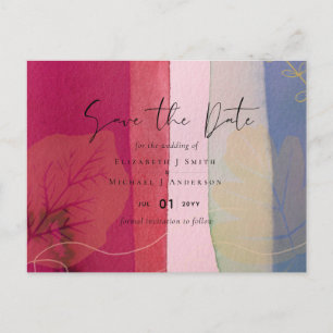 LeahG BUDGET Wedding Berry Red Purple Watercolor Postcard