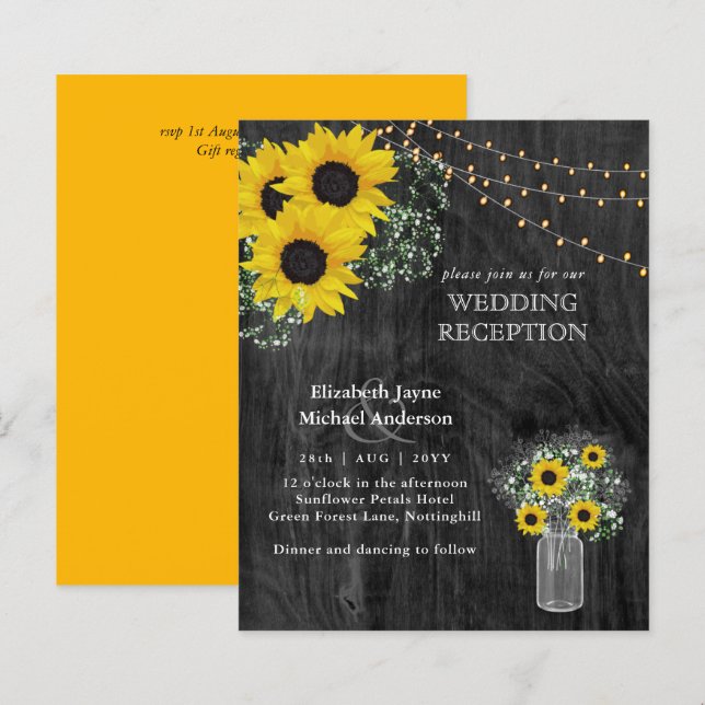 LeahG Budget Wedding RECEPTION Rustic Sunflowers (Front/Back)