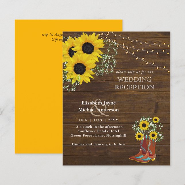 LeahG Budget Wedding RECEPTION Rustic Sunflowers (Front/Back)