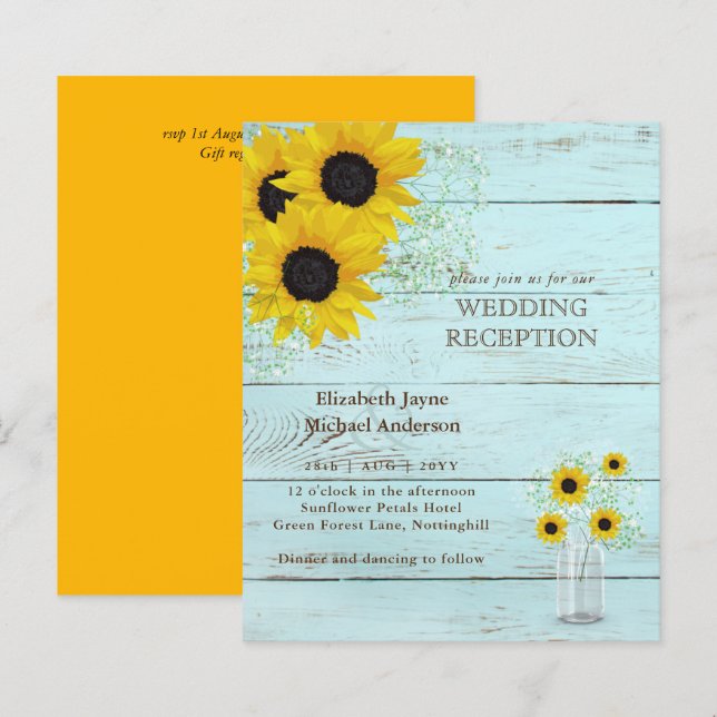 LeahG Budget Wedding RECEPTION Rustic Sunflowers (Front/Back)