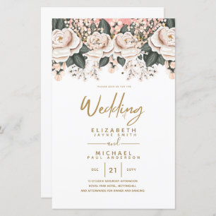 LeahG Budget White Roses Wedding Invites A9