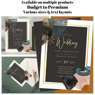 LeahG Charcolal Green Earth Tones Wedding Invite