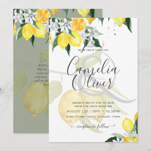 LeahG Citrus Lemons Budget Wedding Invite Yellow
