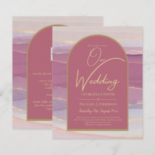 LeahG Dusty Rose Lavender Gold Wedding Invite