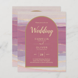 LeahG Dusty Rose Lavender Gold Wedding Invite