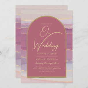 LeahG Dusty Rose Lavender Gold Wedding Invite