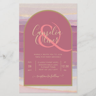 LeahG Dusty Rose Lavender Gold Wedding Invite Flyer