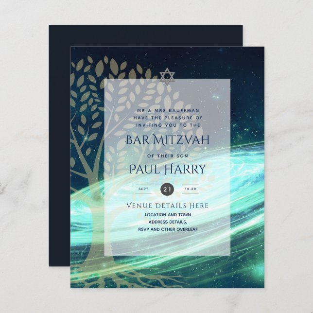 LeahG Elegant Chic Bar Mitzvah Jewish Torah Chic (Front/Back)