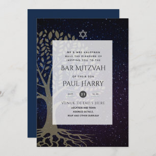 LeahG Elegant Chic Bar Mitzvah Jewish Torah Chic Invitation