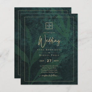 LeahG Emerald Forest Green Gold Wedding Invite