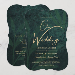 LeahG Emerald Forest Green Gold Wedding Invite