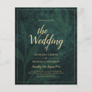 LeahG Emerald Forest Green Gold Wedding Invite Flyer