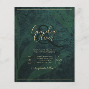 LeahG Emerald Forest Green Gold Wedding Invite Flyer