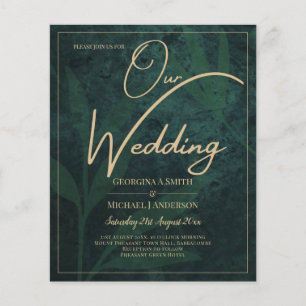 LeahG Emerald Forest Green Gold Wedding Invite Flyer