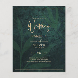 LeahG Emerald Forest Green Gold Wedding Invite Flyer