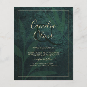 LeahG Emerald Forest Green Gold Wedding Invite Flyer
