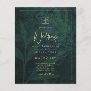 LeahG Emerald Forest Green Gold Wedding Invite Flyer