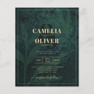 LeahG Emerald Forest Green Gold Wedding Invite Flyer