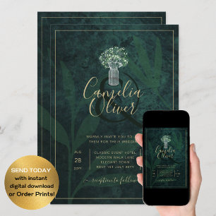 LeahG Emerald Forest Green Wedding INVITE