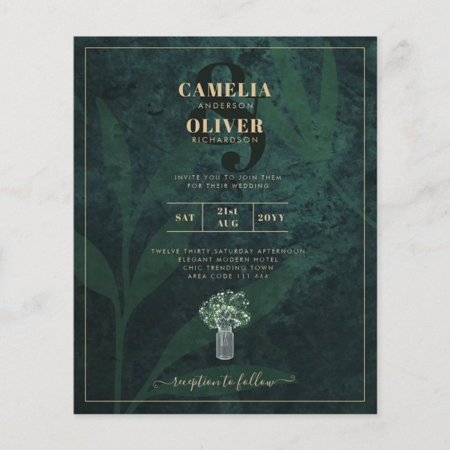 LeahG Emerald Forest Green Wedding INVITE Flyer (Front)