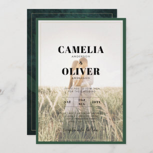 LeahG Emerald Green Photo Overlay Wedding Invite