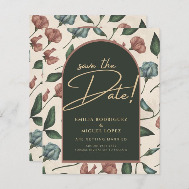 LeahG Emerald Green Terracotta Fall Save The Date (Front/Back)