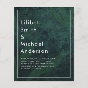 LeahG Emerald Green White Leaves Wedding Invite Flyer
