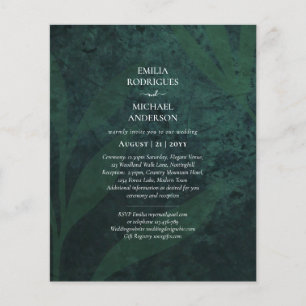 LeahG Emerald Green White Leaves Wedding Invite Flyer