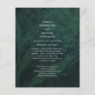 LeahG Emerald Green White Leaves Wedding Invite Flyer