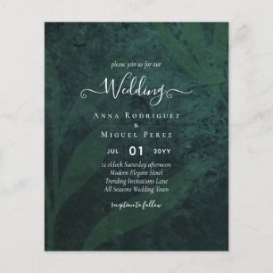 LeahG Emerald Green White Leaves Wedding Invite Flyer