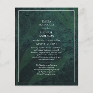 LeahG Emerald Green White Leaves Wedding Invite Flyer