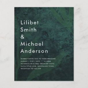 LeahG Emerald Green White Leaves Wedding Invite Flyer